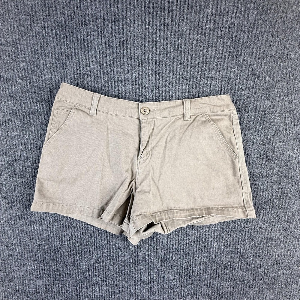 BeBop Shorts Juniors 9 Beige Twill Chino Flat Front Stretch 3 Inseam Casual